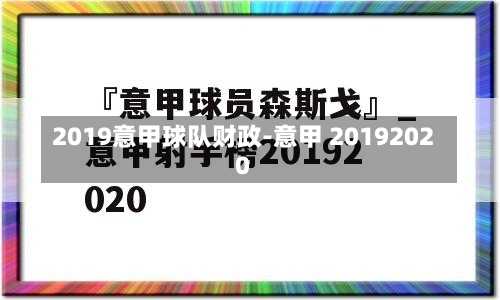 2019意甲球队财政-意甲 20192020